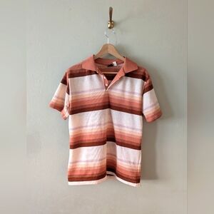 Vintage 70's Polyester JCPenney Button Collared Polo